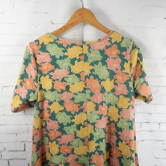 LULAROE MULTI FALL FLORAL SHORT SLEEVE ROUND NECK TUNIC TOP SIZE XXS - Picture 9 of 10
